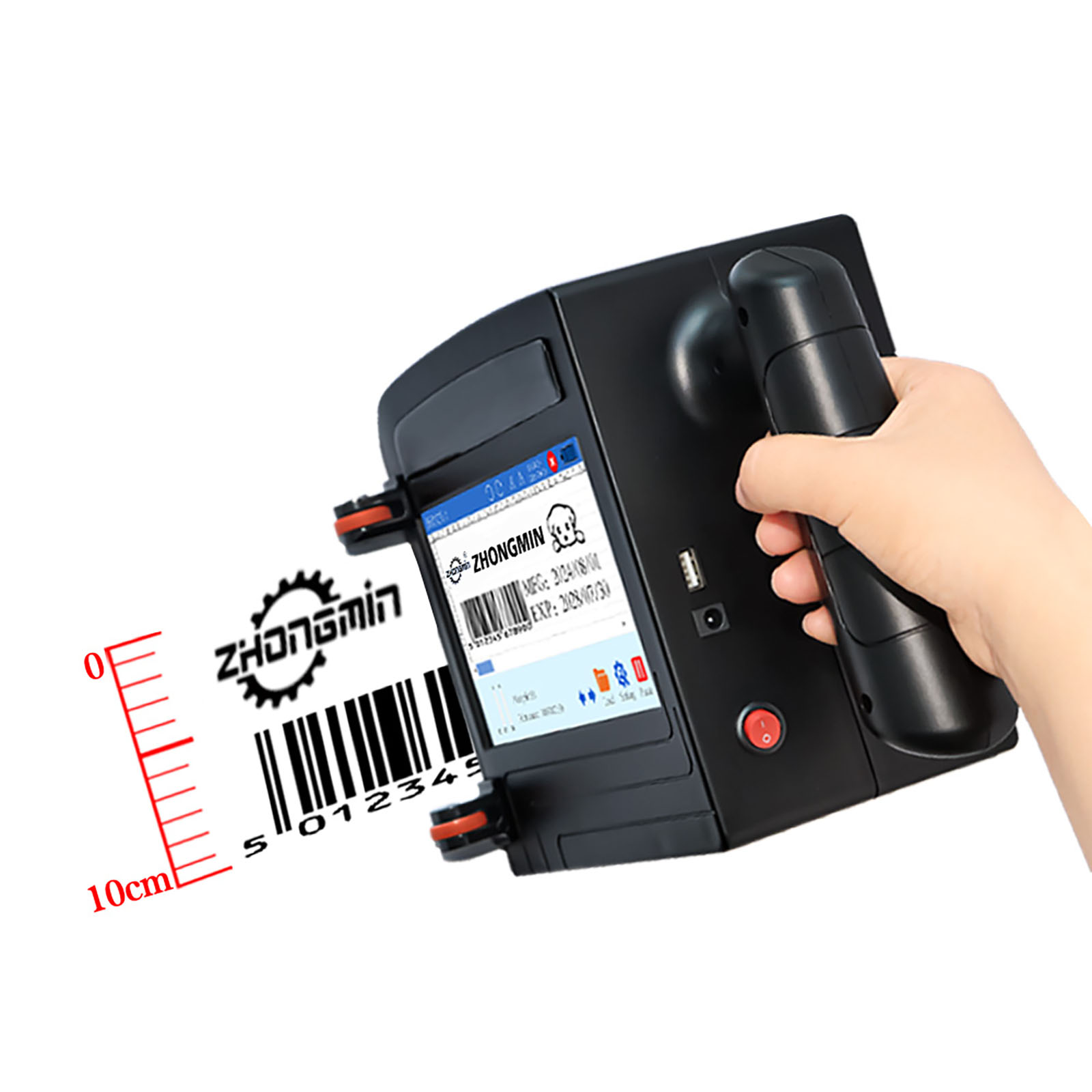 Barcode Printer - ZM-C100 10CM draagbare handprinter met inkjettechnologie,