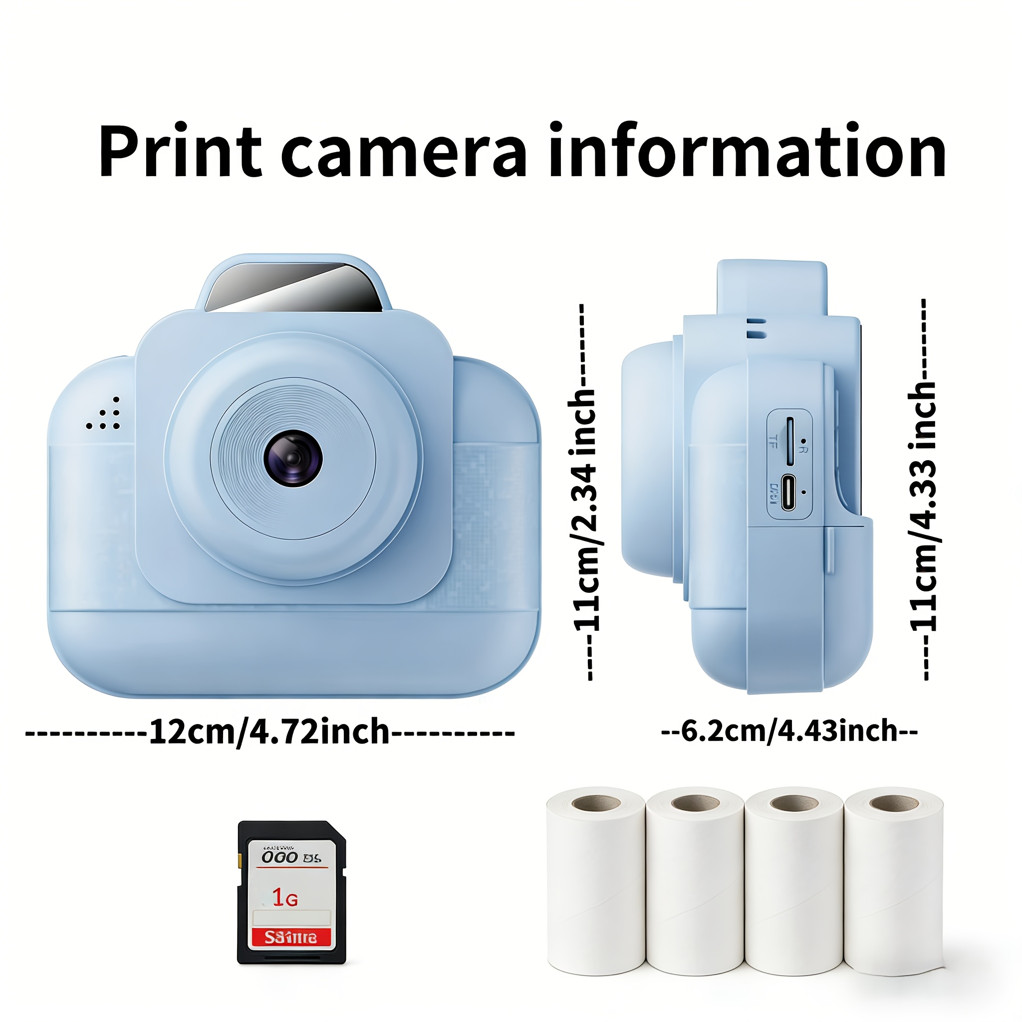 Thermal Printer - Draagbare fotoprinter (blauw) met oplaadbare batterij